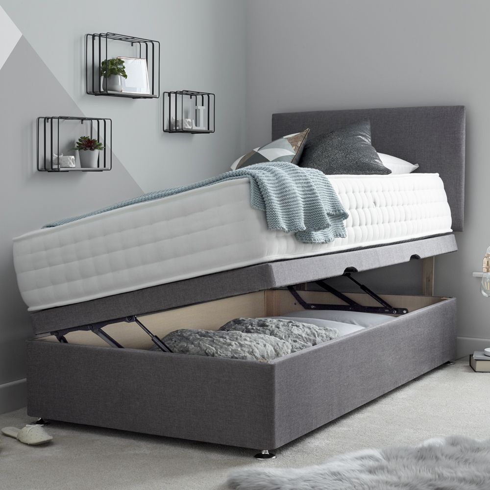 Beyton Single 90cm Side Opening Ottoman Bed Sierra Grey • Glasswells • Bury  St Edmunds & Ipswich, Suffolk With Most Recent Single Ottomans (View 4 of 10)