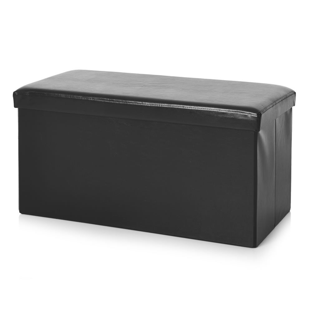 Black Faux Leather Ottomans For Widely Used Wilko Black Faux Leather Storage Ottoman (View 4 of 10)