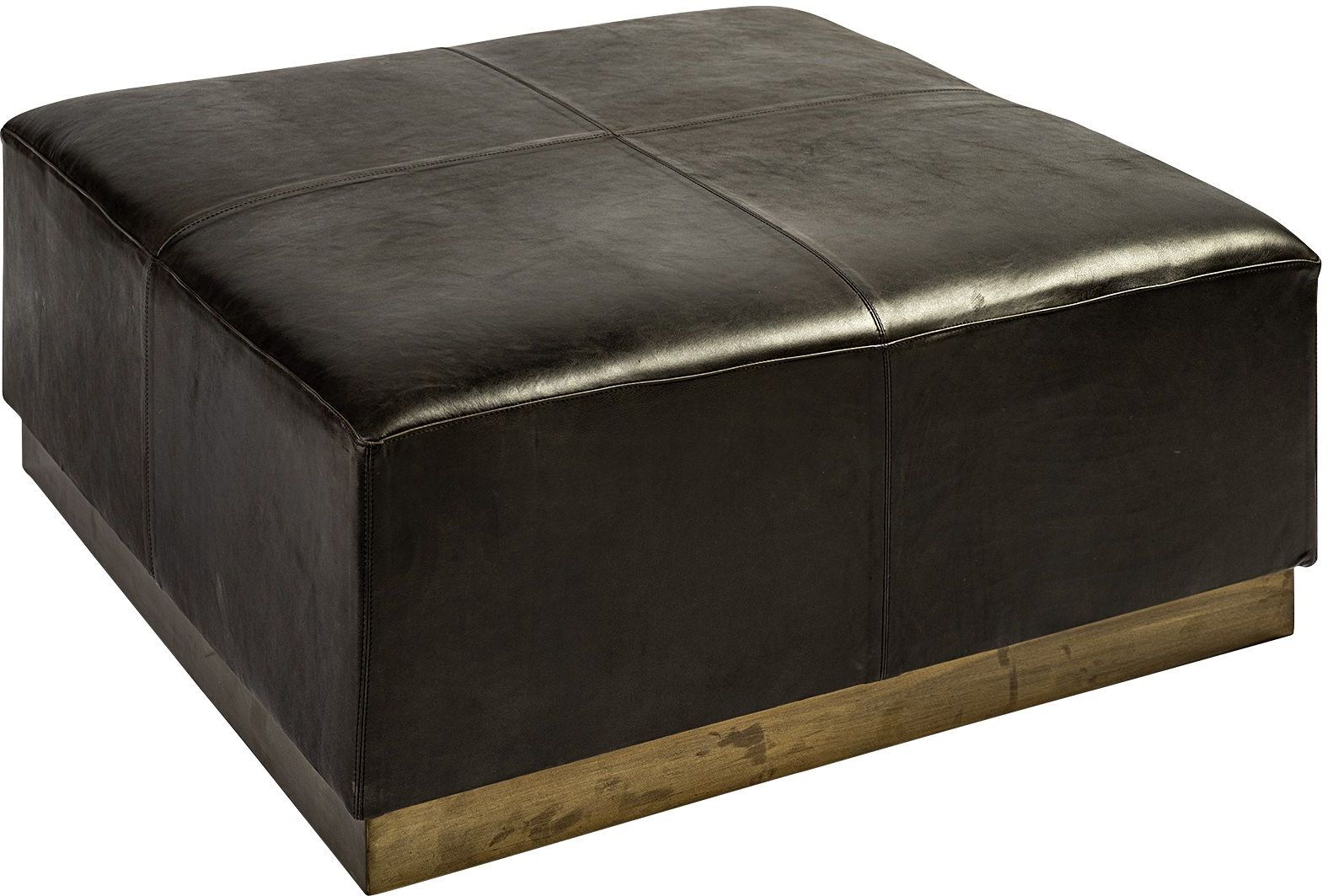 Black Leather Wrapped Ottomans With Well Known Mercana Minara Ottoman (square Black Leather Wrapped With Metal Base) –   (View 3 of 10)