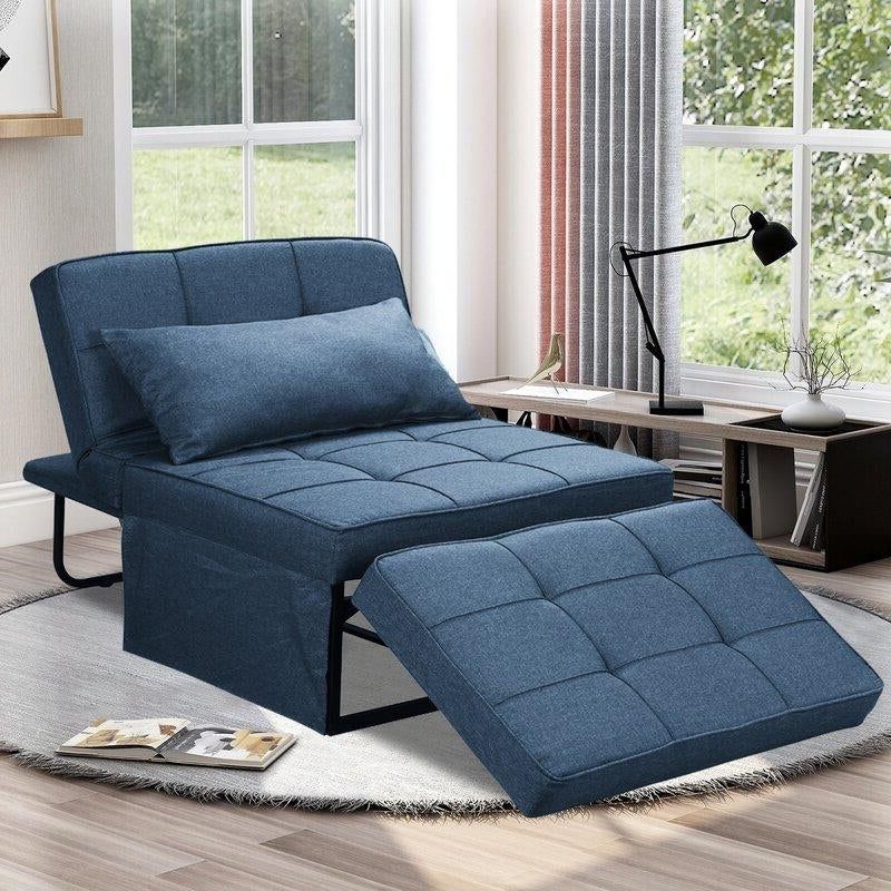 Blue Folding Bed Ottomans For Favorite Zenova 4 1 Adjustable Sofa Bed Folding Convertible Chair Sofa Sleeper Ottoman  Sofa Seat – Overstock –  (View 10 of 10)
