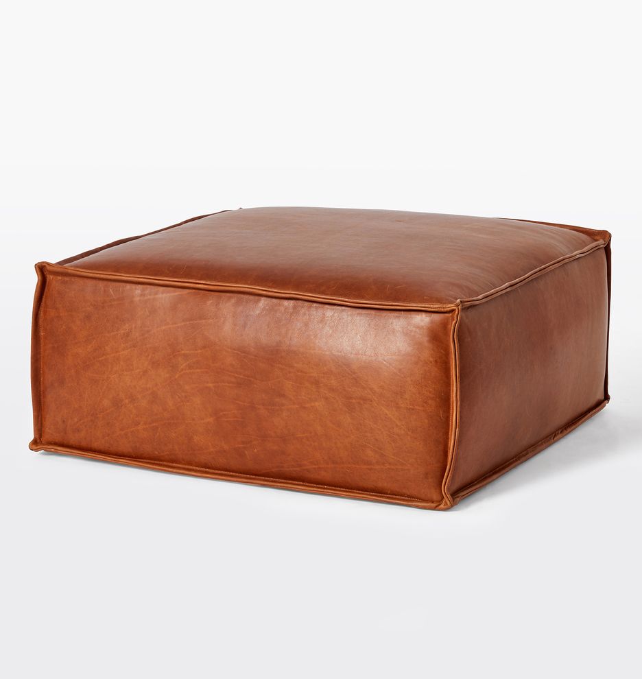Brown Leather Ottomans Intended For Well Known Grant 36" Square Leather Ottoman (View 2 of 10)