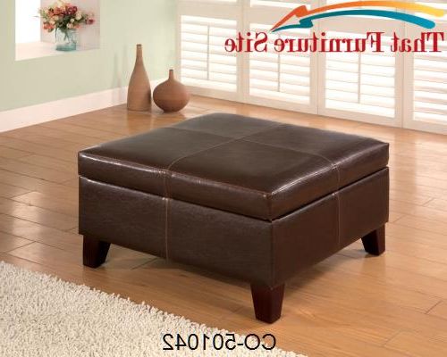 Brown Leather Ottomans Within Most Recently Released Ottomans Contemporary Square Faux Leather Storage Ottomancoaster F (View 5 of 10)