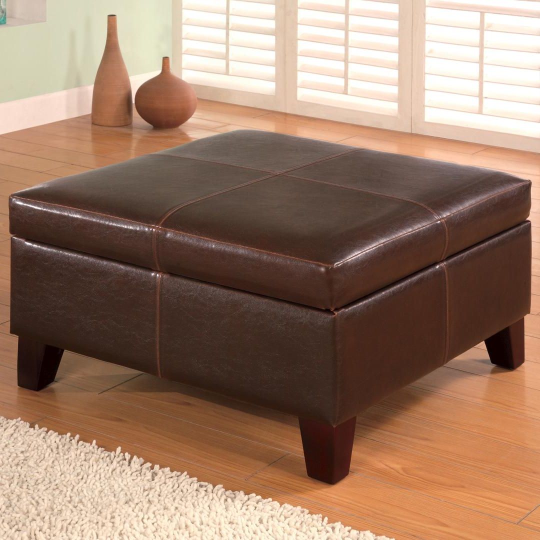 Coaster Ottomans Contemporary Square Faux Leather Storage Ottoman (View 10 of 10)