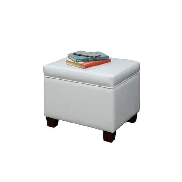 Convenience Concepts Designs4comfort Madison Ivory Faux Leather Upholstery Storage  Ottoman R9 178 – The Home Depot For Well Liked Ivory Faux Leather Ottomans (View 10 of 10)