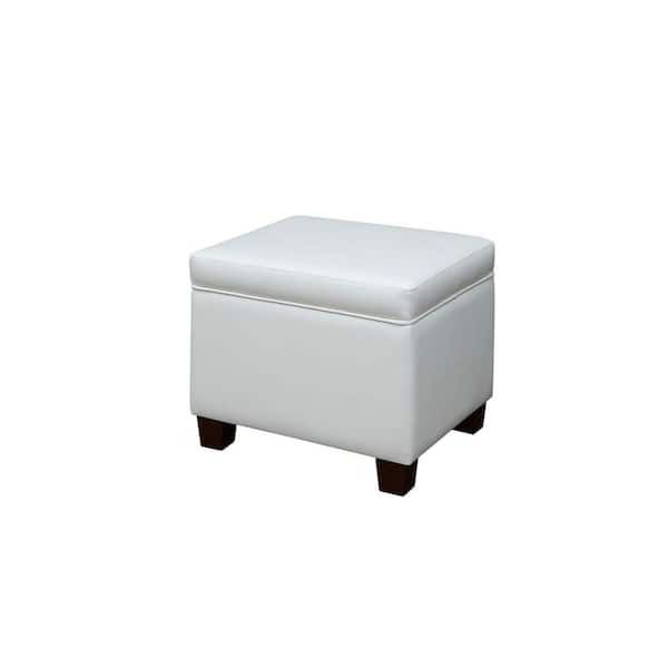 Convenience Concepts Designs4comfort Madison Ivory Faux Leather Upholstery Storage  Ottoman R9 178 – The Home Depot Regarding Well Liked Ivory Faux Leather Ottomans (View 7 of 10)