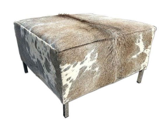 Cowhide Furniture, Cowhide Ottoman, Furniture Throughout White Cow Hide Ottomans (View 6 of 10)