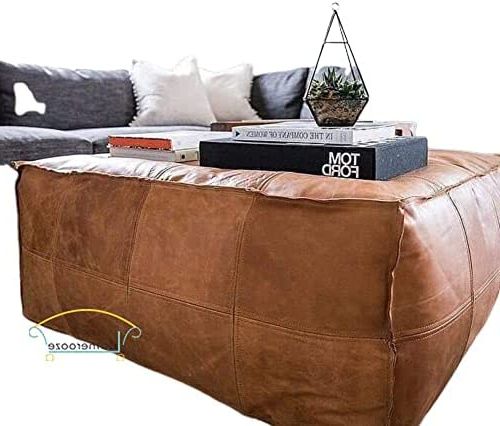 Current Amazon: Leatherooze Amazing Square Unstuffed Ottoman Pouffe Moroccan  Leather, Ottoman Square Pouf, Light Tan Handmade Footstool Square Pouffe  Moroccan (28*28*18 Inch) : Home & Kitchen With 18 Inch Ottomans (View 9 of 10)