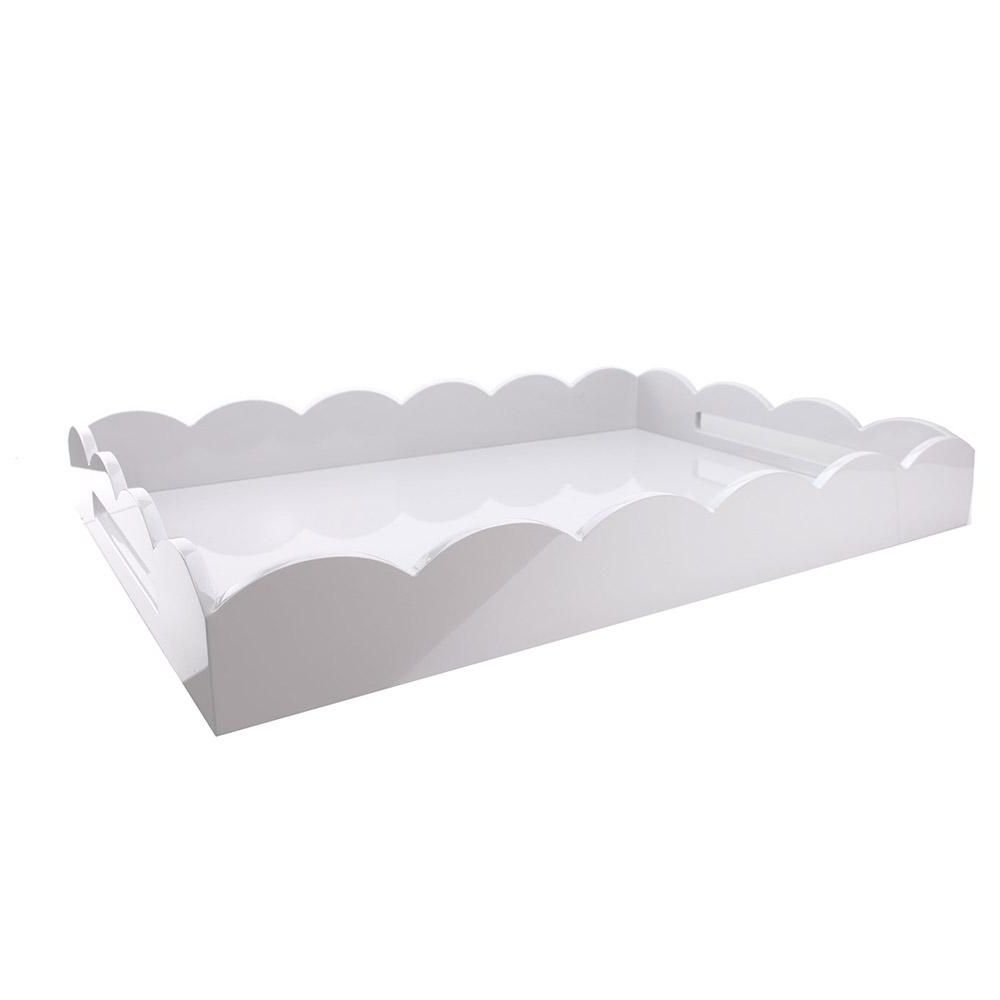 Current Post Titlelacquered Scallop Ottoman Large Tray White For White Lacquer Ottomans (View 10 of 10)