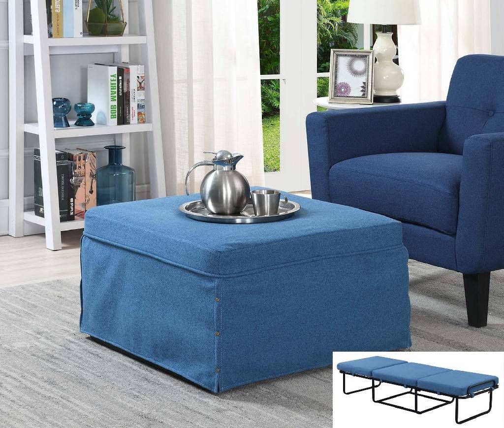 Designs4comfort Folding Bed Ottoman In Soft Blue Fabric – Convenience  Concepts 143709fsbe For Well Liked Blue Folding Bed Ottomans (View 4 of 10)