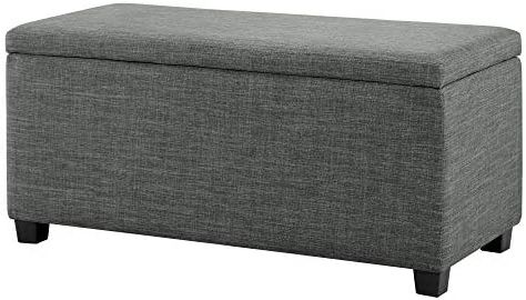 Famous Gray Ottomans Throughout Amazon: Amazon Basics Upholstered Storage Ottoman And Entryway Bench,   (View 5 of 10)