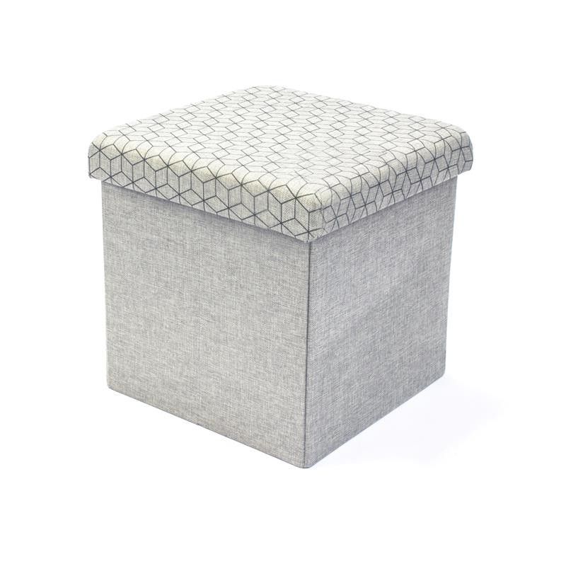 Geometric Gray Ottomans Intended For Current Grey Storage Ottoman Cube/bench With Black Geometric Pattern (View 5 of 10)