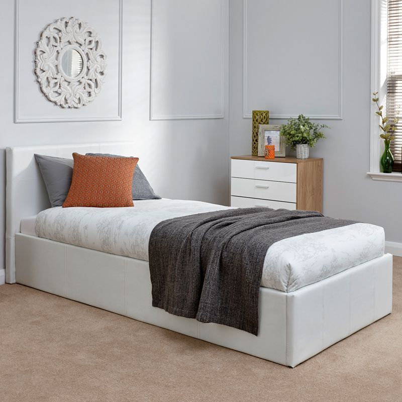 Latest Single Ottomans In Winston Single Ottoman Bed Faux Leather White 3 X 7ft – Buy Online At Qd  Stores (View 8 of 10)