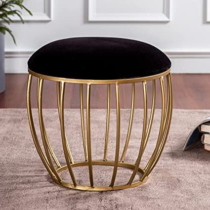 Metallic Side Table Puffy Foot Stool With Metalic Cage Gold Legs  Home Furniture ( 16 Inch Black ) : Amazon (View 8 of 10)