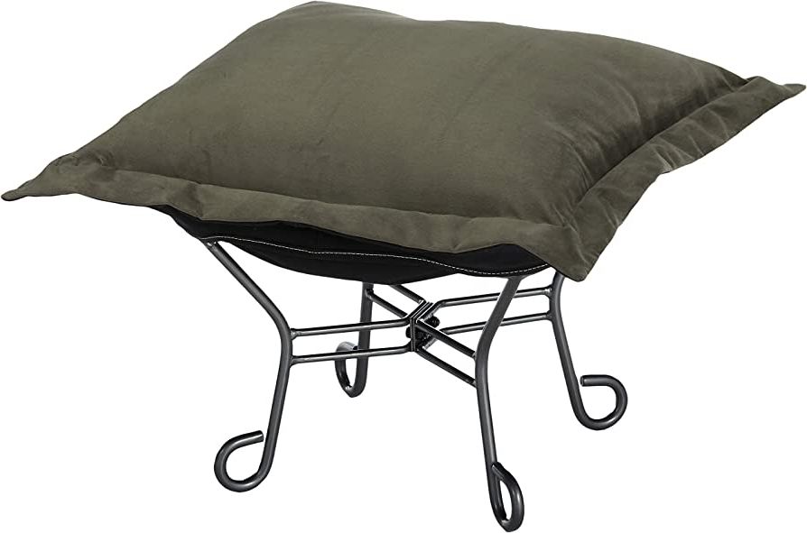 Most Current Amazon: Howard Elliott Scroll Puff Ottoman With Cover, Titanium Frame,  Bella Pewter : Home & Kitchen Within Ottomans With Titanium Frame (View 5 of 10)