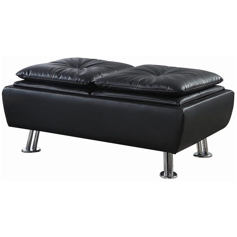 Most Current Black Leather Wrapped Ottomans Inside Bowery Hill Faux Leather Tufted Storage Ottoman In Black – Walmart (View 8 of 10)