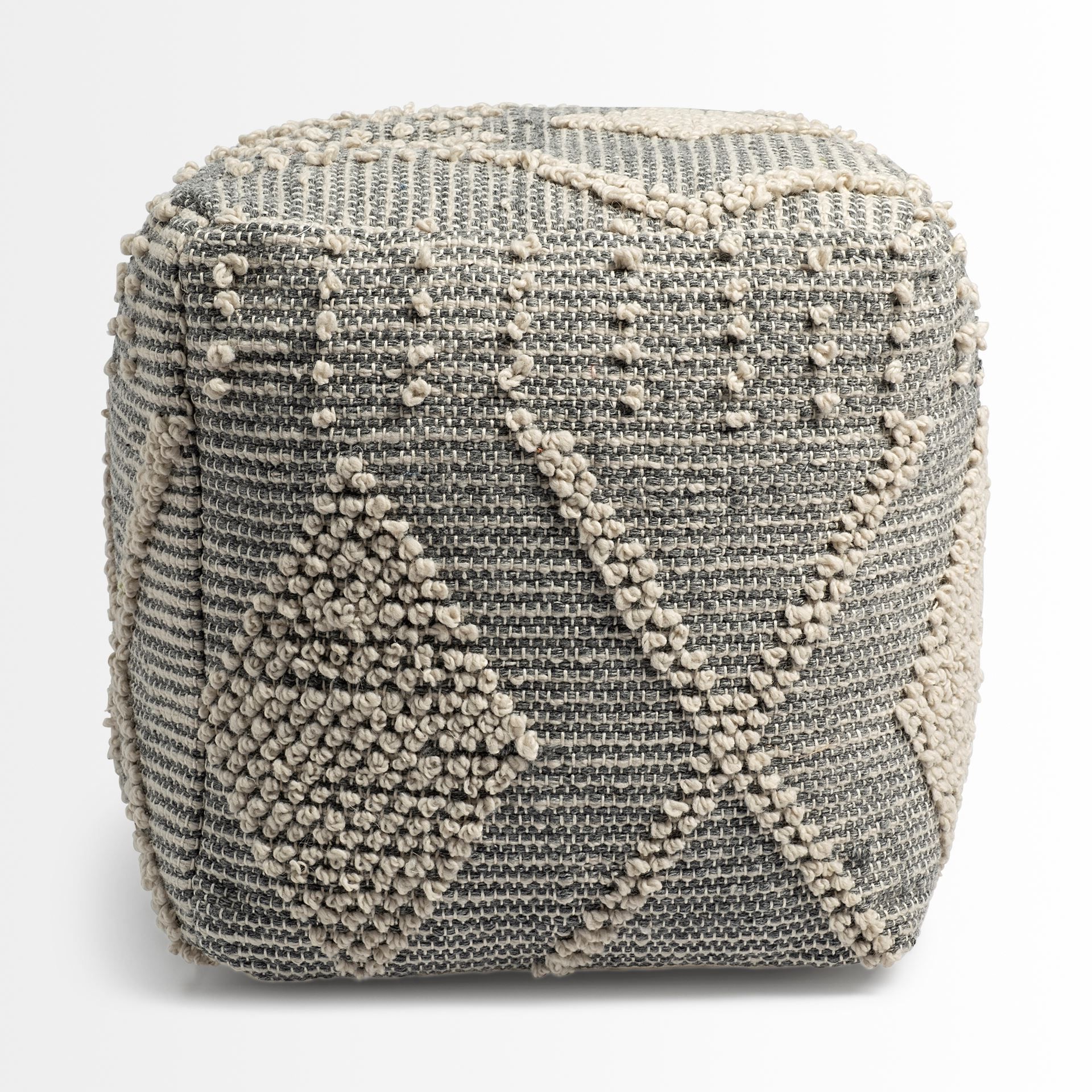 Most Current Brinket Gray/cream Polyester Handwoven Square Pouf – Metro Element Pertaining To Polyester Handwoven Ottomans (View 10 of 10)