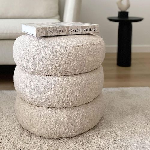 Most Popular Boucle Ottomans In Cylinder Boucle Ottoman Pouf Modern Coffee Table Comfy – Etsy (View 1 of 10)