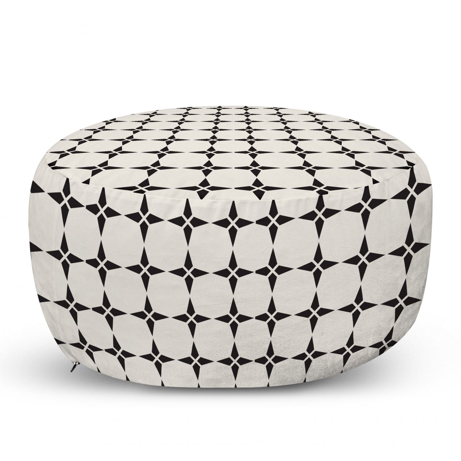 Most Popular Soft Ivory Geometric Ottomans Pertaining To Geometric Pouf Cover With Zipper, Pattern Star Shapes Contemporary Style  Modern Design, Soft Decorative Fabric Unstuffed Case, 30" W X  (View 8 of 10)