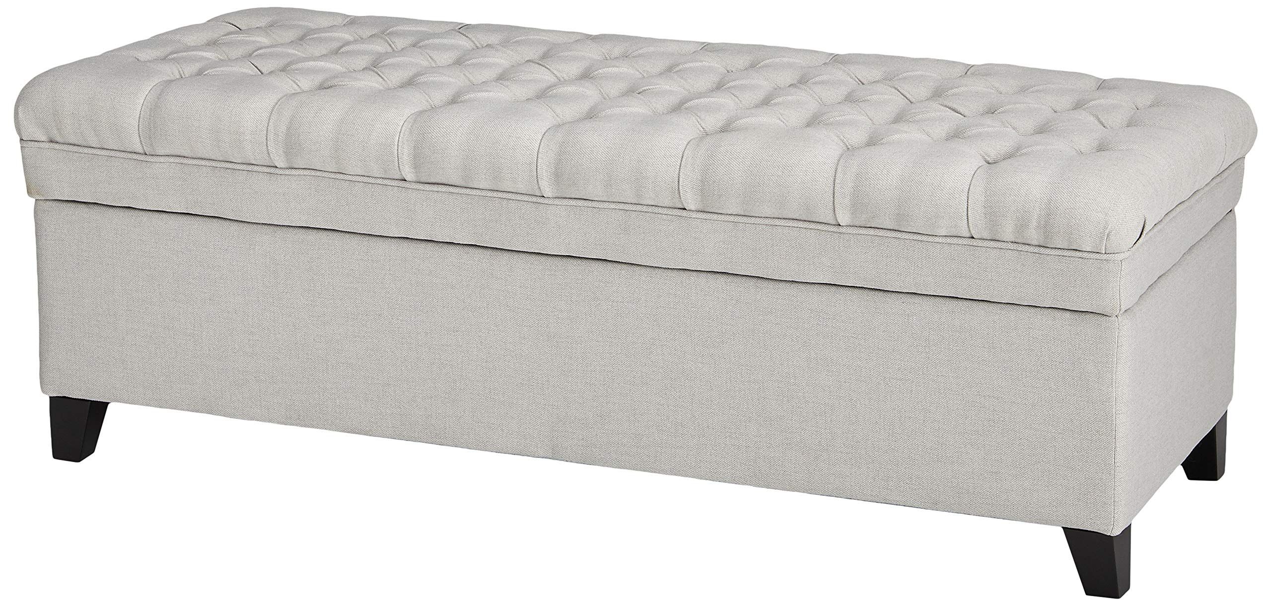 Most Up To Date Amazon: Christopher Knight Home Juliana Fabric Storage Ottoman, Light  Gray : Home & Kitchen Intended For Light Gray Ottomans (View 5 of 10)