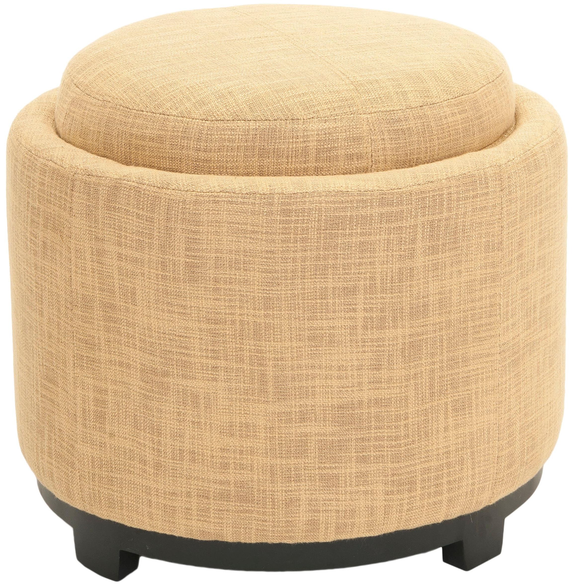 Most Up To Date Safavieh Chelsea Casual Gold Round Storage Ottoman In The Ottomans & Poufs  Department At Lowes With Gold Storage Ottomans (View 2 of 10)