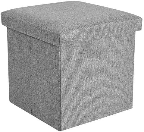 Most Up To Date Solid Linen Cube Ottomans Intended For Amazon: Anminy Foldable Storage Ottoman Cube Cotton Linen Square Box  Bins Foot Rest Stool With Memory Foam Padded Seat Solid Color – Gray, 12 X  12 X 12 Inches : Home & Kitchen (View 1 of 10)