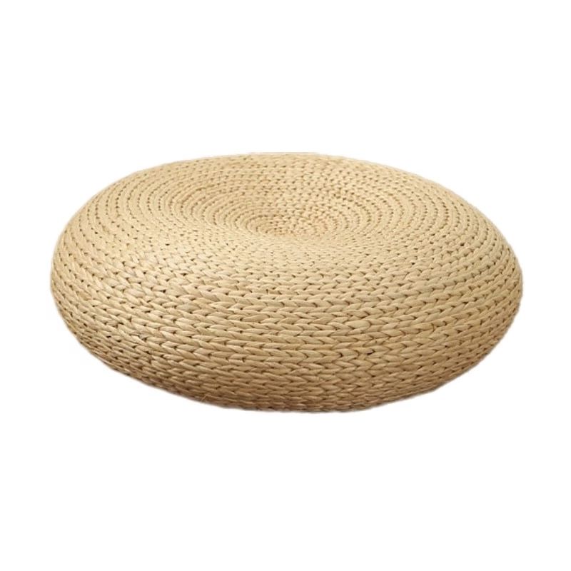 Natural Ottomans Pertaining To Best And Newest Handcrafted Eco Friendly Breathable Woven Straw Seat Cushion Natural Straw  Futon Pouf Ottoman Floor Seating Tatami Futon Stool (View 5 of 10)