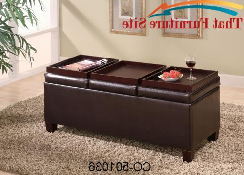 Ottomans Contemporary Faux Leather Storage Ottoman With Reversible Tra For Latest Ottomans With Reversible Tray (View 9 of 10)