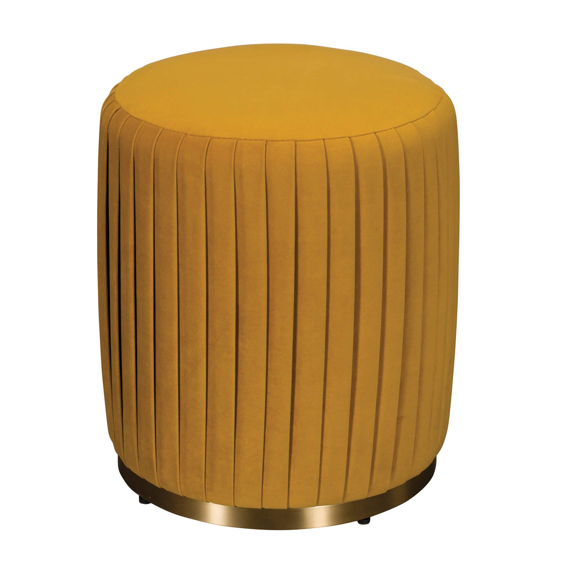 Ottomans With Stool Inside Favorite Pleated Turmeric Velvet Ottoman Stool (View 3 of 10)