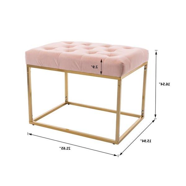 Ottomans With Titanium Frame Within Recent Modern Pink Tufted Ottoman With Metal Frame And Golden Legs Yymd Ca 47 –  The Home Depot (View 6 of 10)