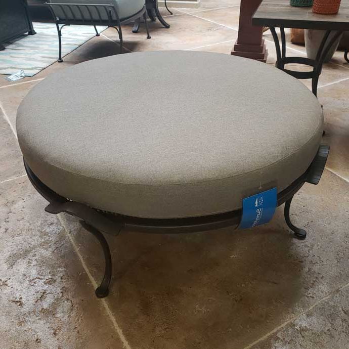 Ow Lee Monterra Cushion Round Ottoman – Sailcloth Shadow Outdoor Furniture  – Sunnyland Outdoor Patio Furniture Dallas Fort Worth Tx Throughout Famous Ottomans With Cushion (View 7 of 10)