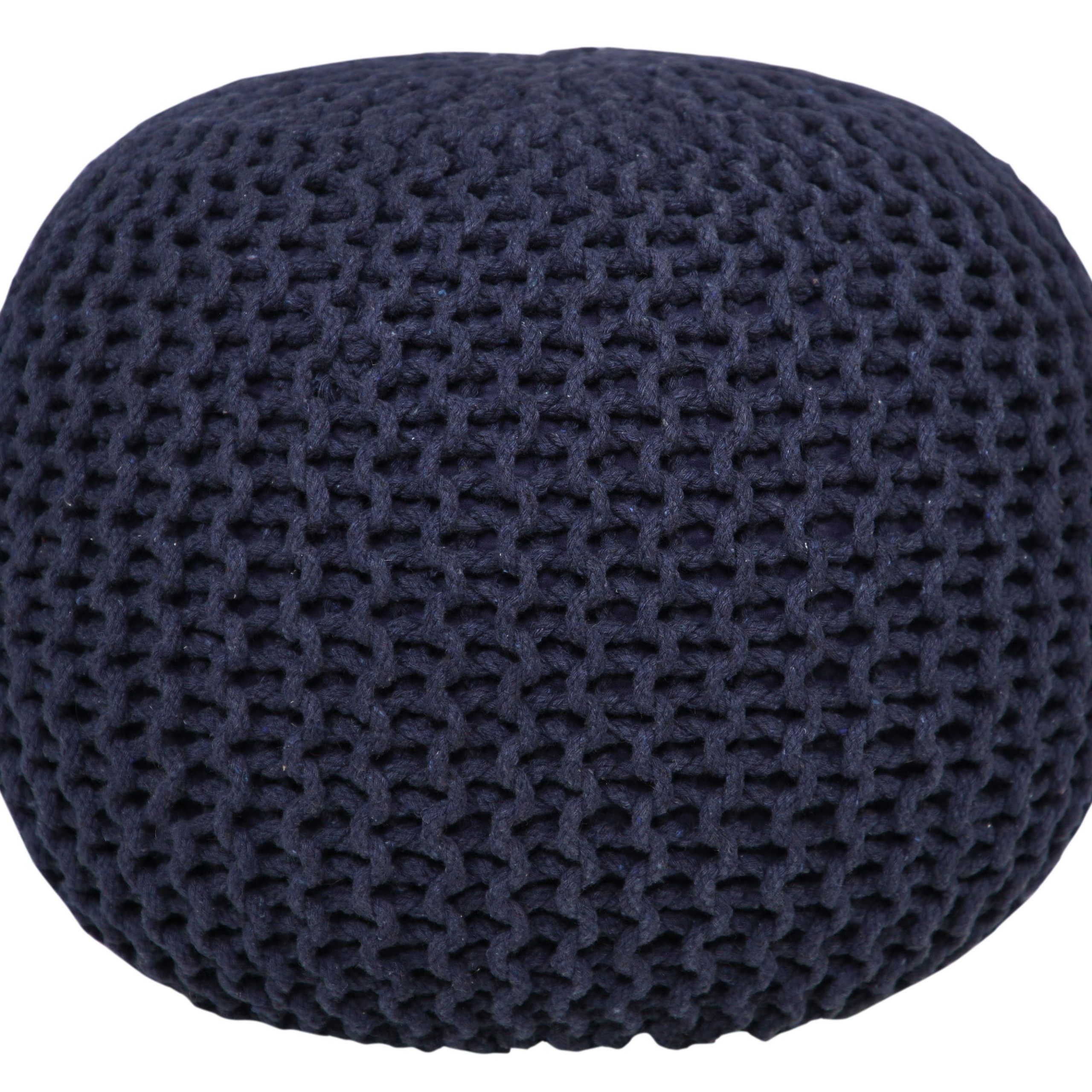 Preferred Aanny Designs Lychee Modern Navy Blue Pouf Ottoman In The Ottomans & Poufs  Department At Lowes With Regard To Gumdrop Denim Blue Ottomans (View 7 of 10)