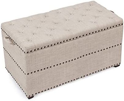 Recent Amazon: Asense 18 Inch Height Fabric Rectangle Tufted Lift Top Storage  Ottoman Bench, Footstool With Solid Wood Legs : Home & Kitchen Throughout 18 Inch Ottomans (View 6 of 10)