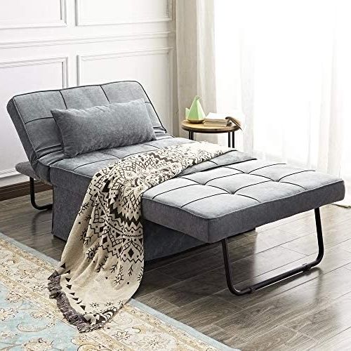 Sleeper Ottomans For Most Popular Amazon: Vonanda Ottoman Folding Chair Bed, Modern Velvet Sleeper Sofa  Multi Position Convertible Couch Lounger Guest Bed With Pillow For Small  Space, Velvet Gray : Home & Kitchen (View 8 of 10)