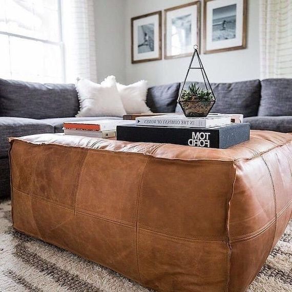 Square Ottomans Inside Current Amazing Square Ottoman Pouffe Moroccan Leather Ottoman Square – Etsy (View 8 of 10)