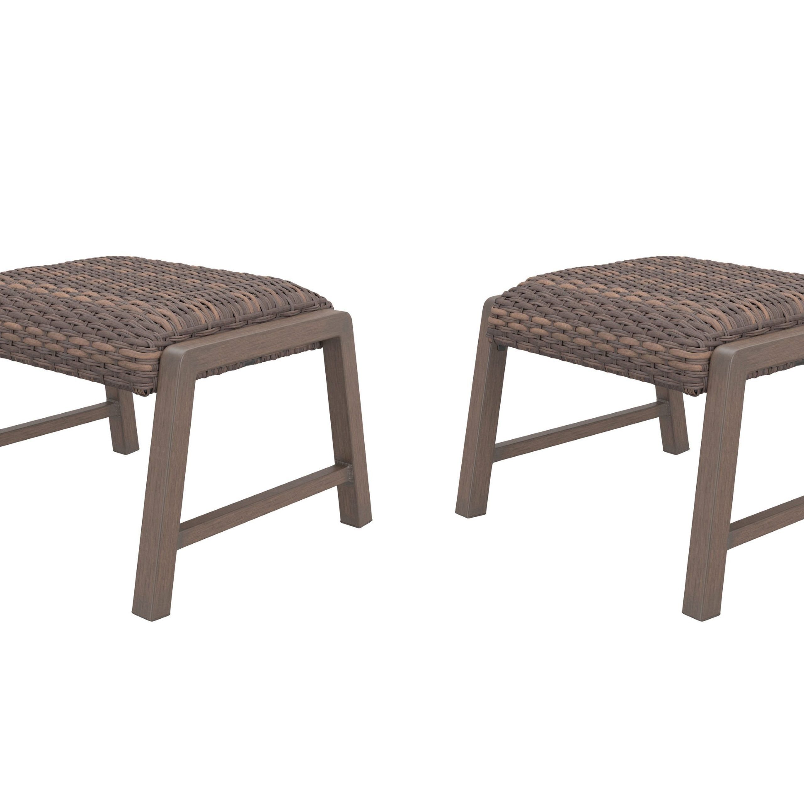 Style Selections Hambright Set Of 2 Brown Steel Ottoman In The Outdoor  Ottomans & Foot Stools Department At Lowes Regarding Preferred Ottomans With Stool (View 9 of 10)