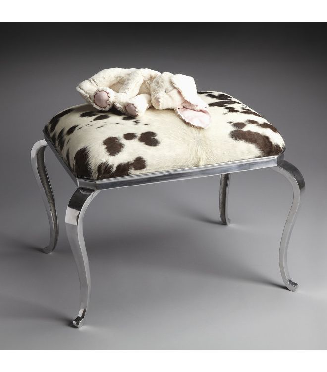 Trendy Black & White Cowhide Ottoman Seat Pertaining To White Cow Hide Ottomans (View 2 of 10)