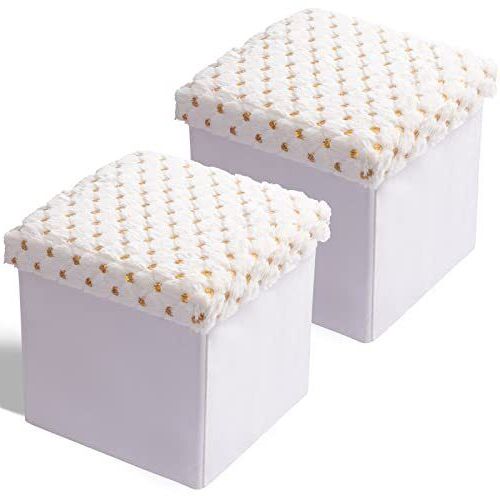Trendy Collapsible Storage Ottoman Cubes, 2packs Ottoman Foot White Sequins 2packs (View 10 of 10)