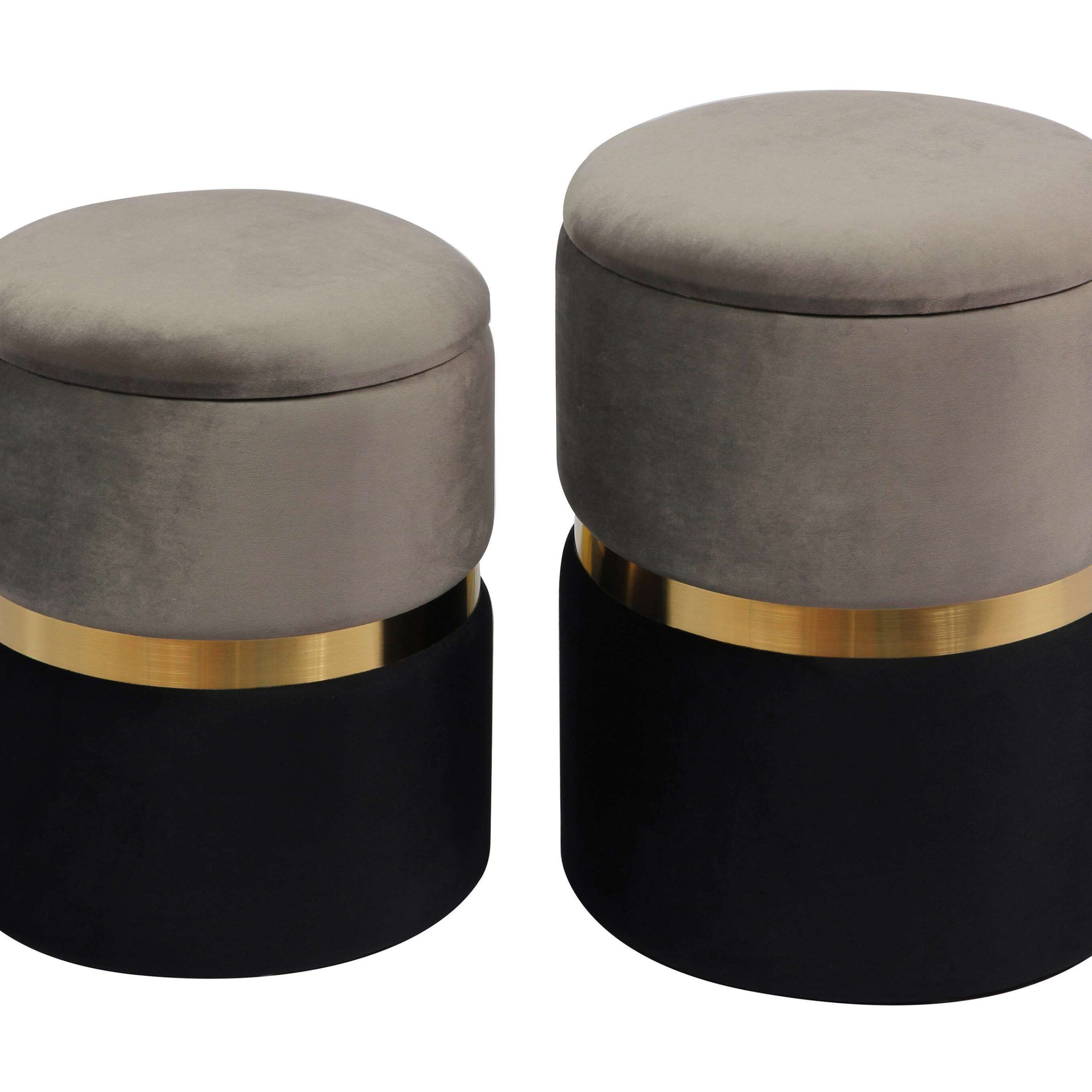 Trendy Gigi Grey Storage Ottomans – Set Of 2 – Tov Furniture Intended For Gold Storage Ottomans (View 7 of 10)