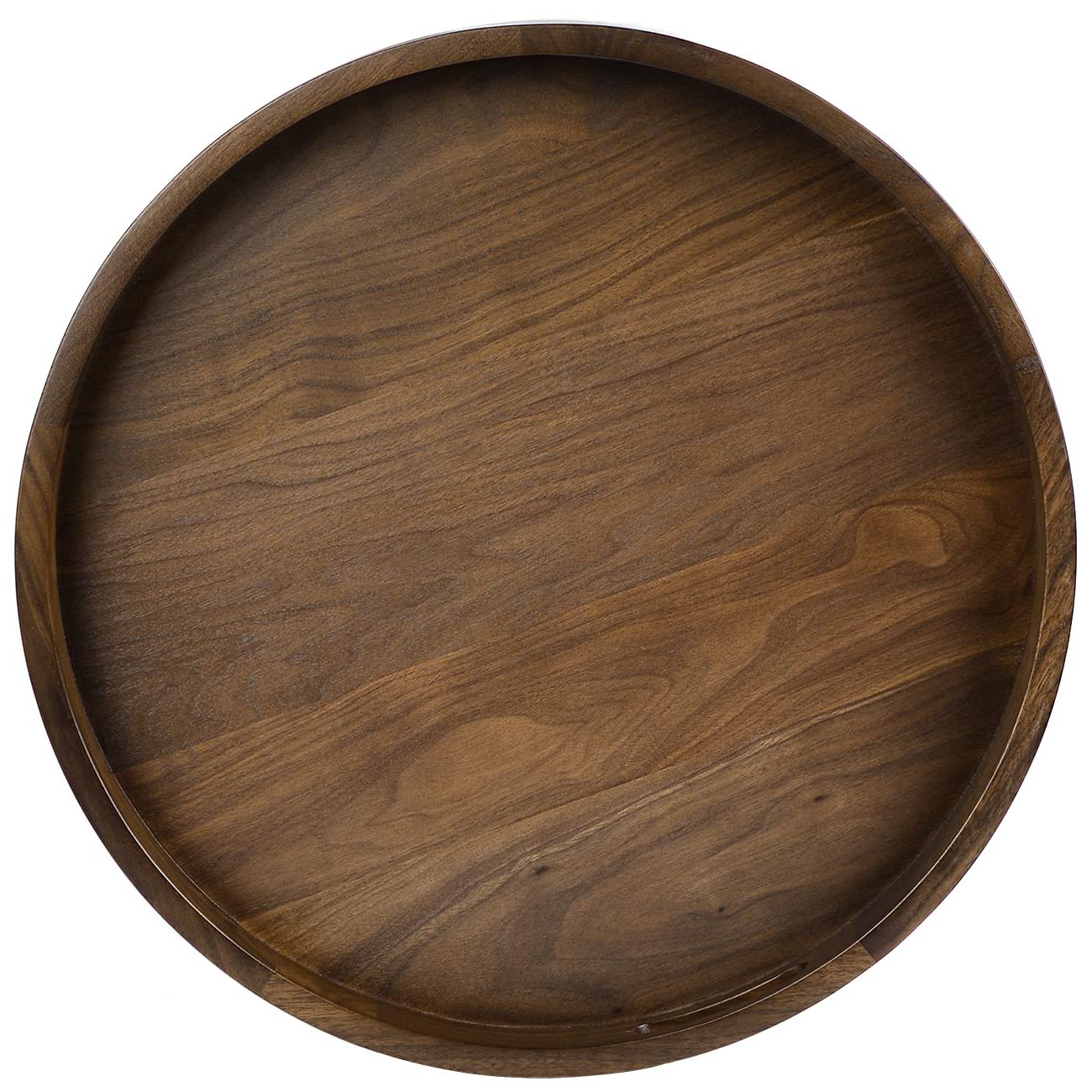Walnut Round Ottomans Within Trendy Amazon: Kingcraft 24 X 24 Inches Large Round Ottoman Table Tray Wooden  Solid Circle Serving Tray With Handle Black Walnut Platter Decorative Tray  For Oversized Ottoman Home Breakfast In Bed Tea Coffee : (View 9 of 10)