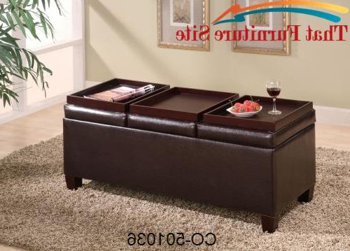 Well Known Ottomans Contemporary Faux Leather Storage Ottoman With Reversible Tra With Storage Ottomans With Reversible Trays (View 8 of 10)