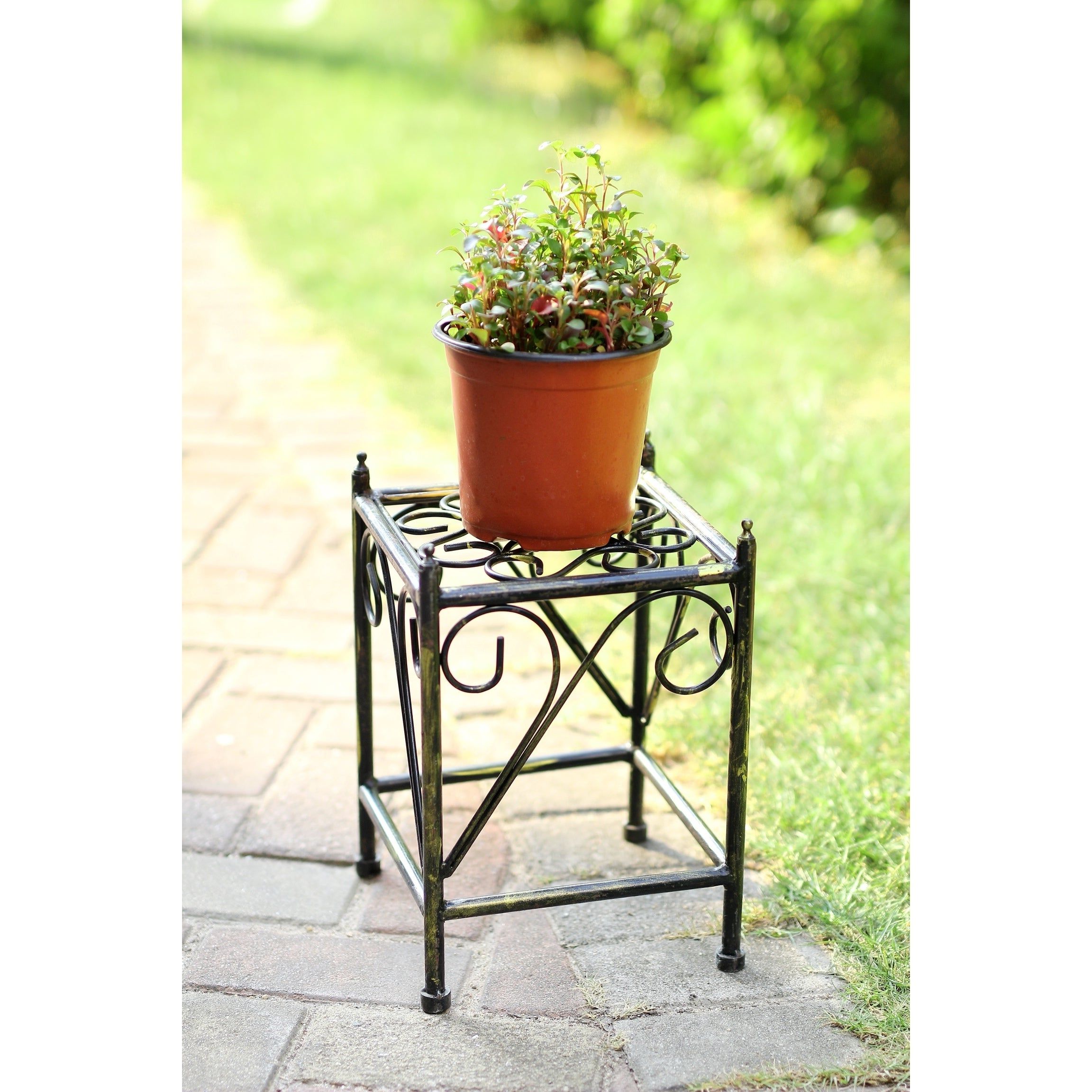 13 In Small Lattice Square Cast Iron Plant Stand – On Sale – Overstock –  18802083 Within Popular Iron Square Plant Stands (View 2 of 10)