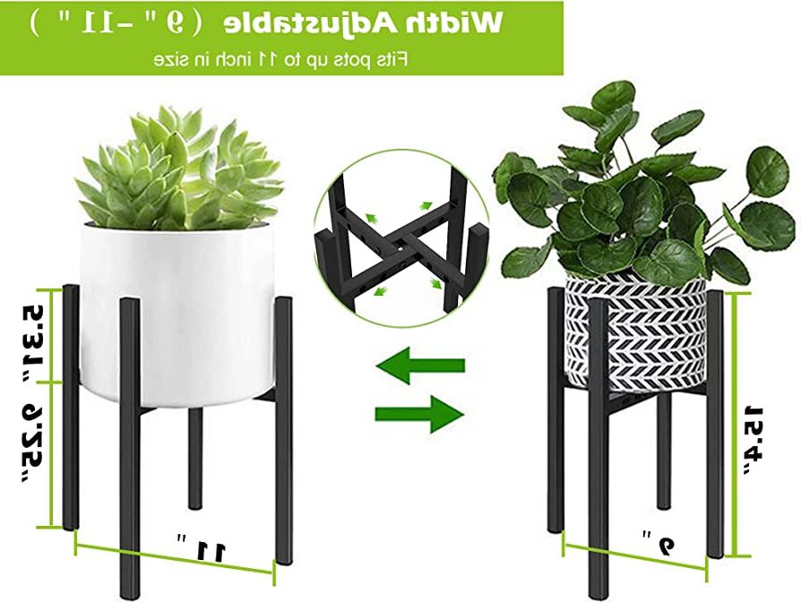 15.5 Inch Plant Stands Intended For Well Known Amazon: Yfeen Plant Pot Holder Adjustable Plant Stand( 8 To 11in) Metal  Mid Century Modern Pot Plant Stand Indoor Outdoor Pot Stand ( (View 3 of 10)