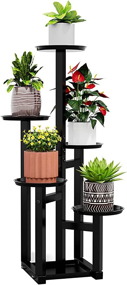 2017 Amazon: Potey 5 Tiered Metal Plant Stand Indoor, Tall Plant Shelf  Corner Plant Stands For Indoor Plants Multiple, Black Plant Shelf Rack For  Outdoor Home Patio Lawn Garden : Patio, Lawn & For 5 Inch Plant Stands (View 9 of 10)
