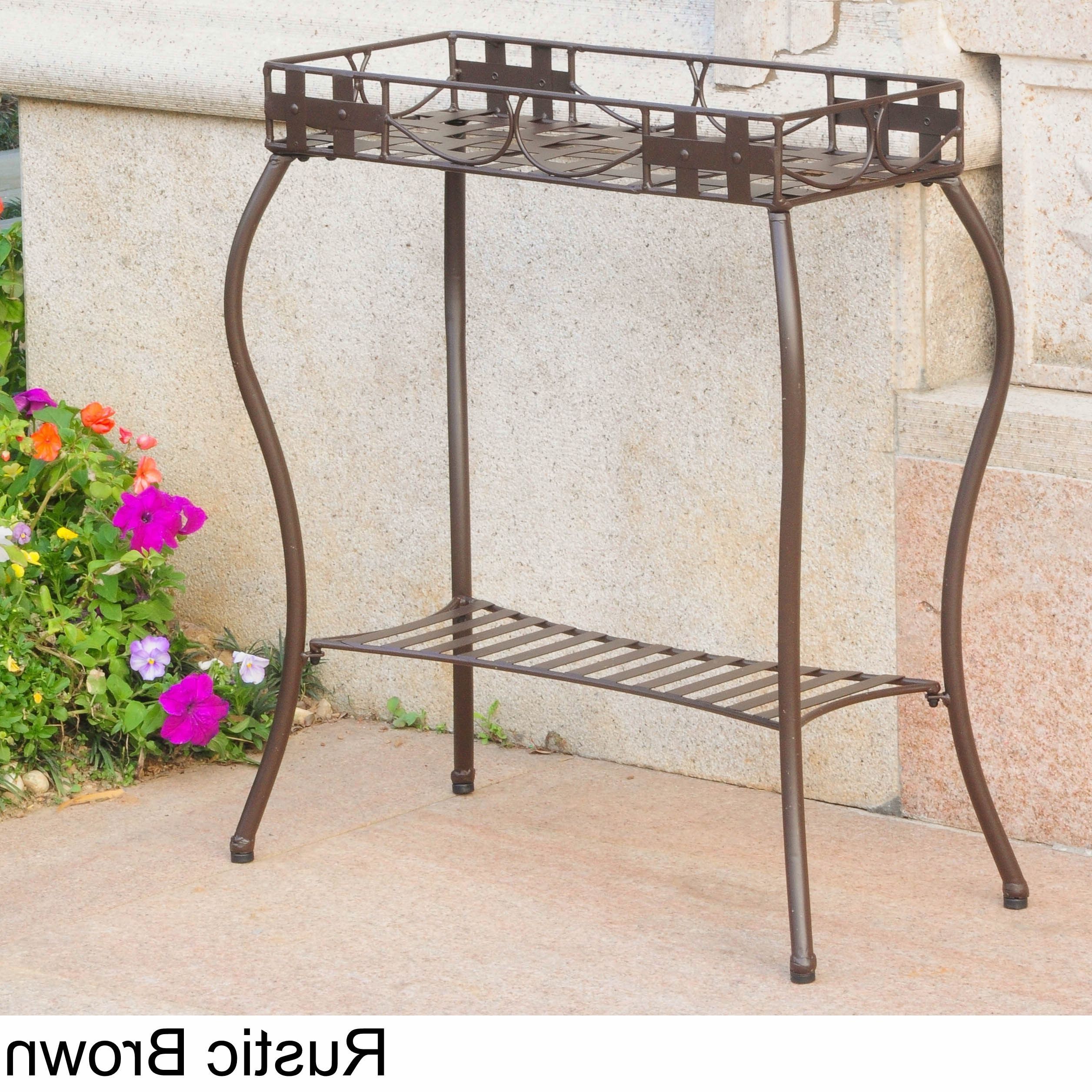 2018 Brown Metal Plant Stands With International Caravan Sante Fe Rectangular Plant Stand – Overstock –  (View 8 of 10)