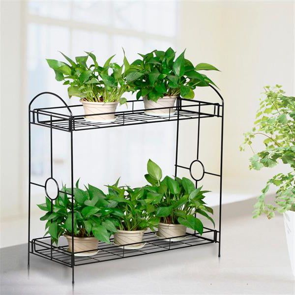 32 Inch Plant Stands Throughout Most Current Smilemart 2 Tier Metal Plant Stand W/tray Design And 32 Inch Height Black –  Walmart (View 5 of 10)