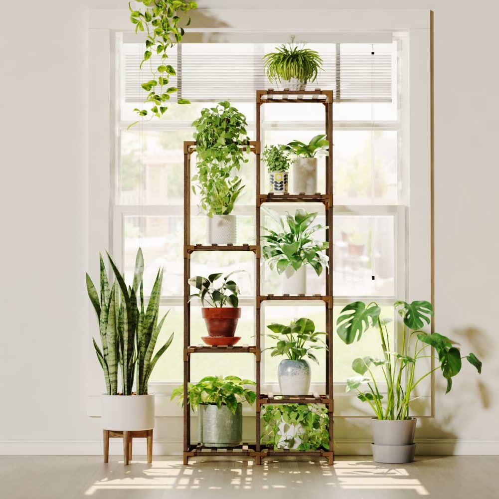 Amazon: Bamworld Tall Plant Stand For Indoor Plants Outdoor Corner Plant  Shelf Flower Stands For Living Room Balcony And Garden (9 Pots) :  Everything Else Inside Well Known Green Plant Stands (View 3 of 10)