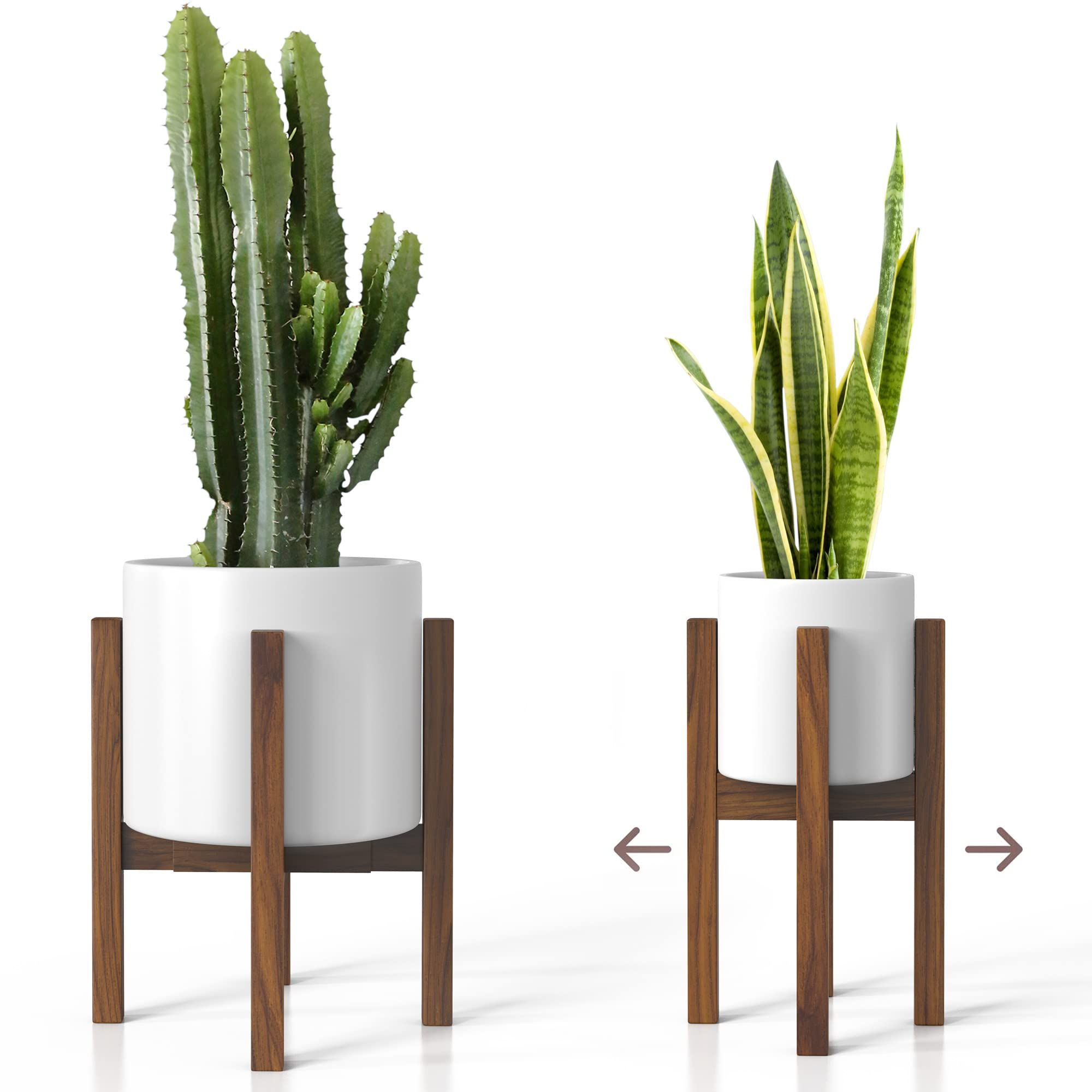 Amazon : Sophia Mills Mid Century Plant Stand – Solid Wood Modern  Indoor Plant Holder – Planter Fits Medium & Large Pots Sizes 8 9 10 11 12  Inch (not Included) (adjustable With Regard To Trendy Medium Plant Stands (View 2 of 10)