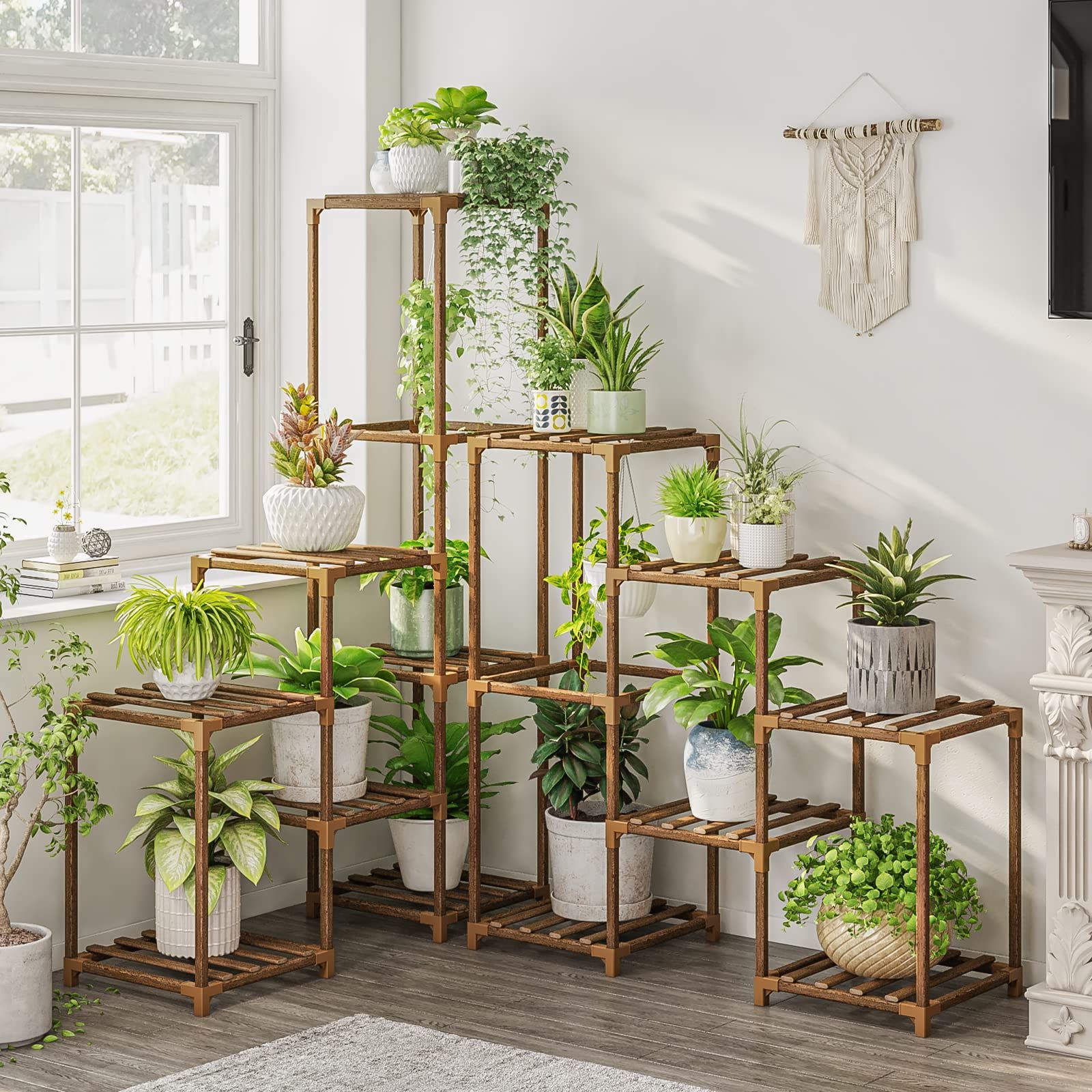 Best And Newest Amazon: Bamworld Plant Stand Indoor Corner Plant Shelf Outdoor Flower  Shelves Wooden Plant Stands Garden Wood Plant Holder Rack For Living Room  Corner Lawn Window 03b : Everything Else In Wooden Plant Stands (View 6 of 10)