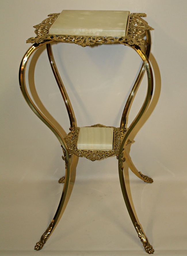 Brass Plant Stands Throughout Popular Victorian Plant Stand Or Accent Table W/ Marble, C. 19th Century (Photo 9 of 10)