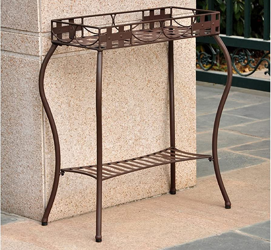 Brown Metal Plant Stands Regarding Most Up To Date Santa Fe Iron Rectangular Plant Stand (matte Brown) (30"h X 24"w X 11"d) (View 7 of 10)